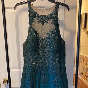 Green floral formal